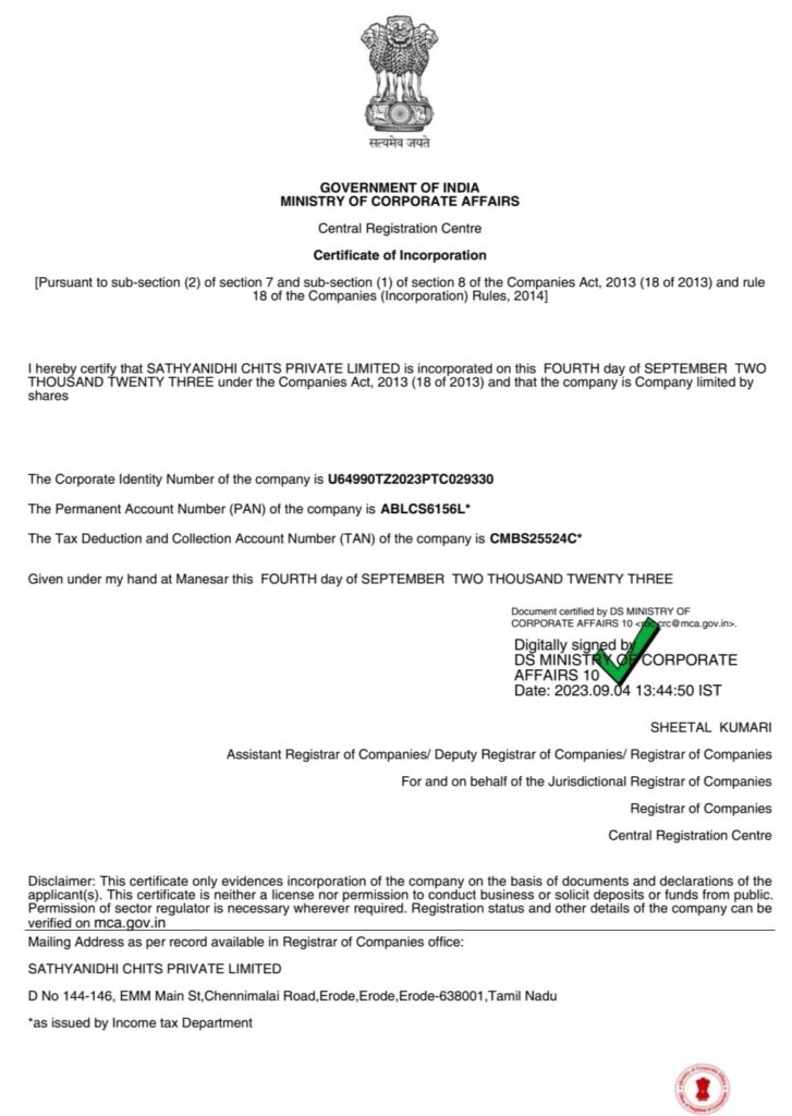 Certificate of Incorporation